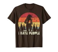 Odio la Gente Design retrò da Campeggio all'aperto per Gli a Maglietta, Uomo, Marrone, L