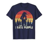 Odio la Gente Design retrò da Campeggio all'aperto per Gli a Maglietta, Uomo, Navy, L