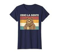 Odio La Gente Orso caffè Divertente Regalo I Hate People Maglietta, Donna, Navy, L