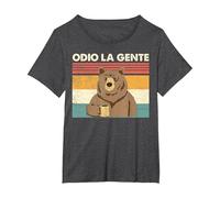 Odio La Gente Orso caffè Divertente Regalo I Hate People Maglietta, Donna Plus-Size, Grigio Scuro, 5X