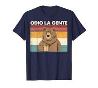 Odio La Gente Orso caffè Divertente Regalo I Hate People Maglietta, Uomo, Navy, 4XL