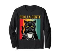 Odio La Gente Sarcastico Amante dei Gatti Introverso Maglia a Manica