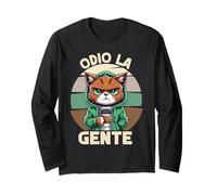 Odio La Gente Sarcastico Amante dei Gatti Introverso Maglia a Manica