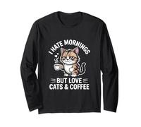 Odio Le mattine ma Amo i Gatti e Il caffè Maglia a Manica