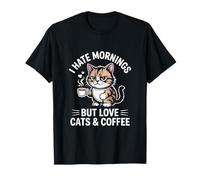 Odio Le mattine ma Amo i Gatti e Il caffè Maglietta