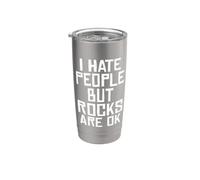 Odio le persone ma le rocce sono ok Schwarzer Humor Bicchiere termico in acciaio inox doppia parete