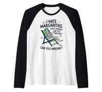Odio Margaritas Stavo Scherzando Scheletro Humor Spiaggia Maglia con Maniche Raglan