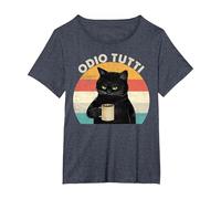 Odio Tutti Gatto caffè Divertente Regalo I Hate People Maglietta, Donna Plus-Size, Pervinca, 5X