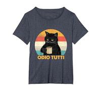 Odio Tutti Gatto caffè Divertente Regalo I Hate People Maglietta, Donna Plus-Size, Pervinca, 5X