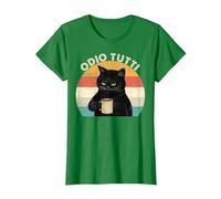 Odio Tutti Gatto caffè Divertente Regalo I Hate People Maglietta, Donna, Verde Mela, XL