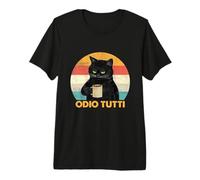 Odio Tutti Gatto caffè Divertente Regalo I Hate People Maglietta Premium