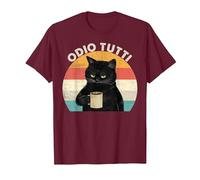 Odio Tutti Gatto caffè Divertente Regalo I Hate People Maglietta, Uomo, Bordeaux, L