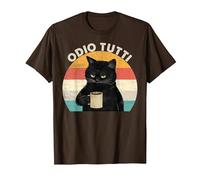 Odio Tutti Gatto caffè Divertente Regalo I Hate People Maglietta, Uomo, Marrone, 3XL
