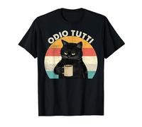 Odio Tutti Gatto caffè Divertente Regalo I Hate People Maglietta, Uomo, Nero, XL