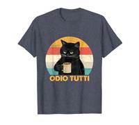 Odio Tutti Gatto caffè Divertente Regalo I Hate People Maglietta, Uomo, Pervinca, 4XL