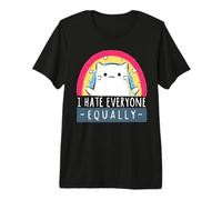Odio Tutti Lo Stesso Rainbow Cat Maglietta Premium