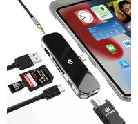 oditton Hub USB C, hub multipor USB 6 in 1 con USB 3.0, 4 K, HDMI, slot per schede SD/TF, ricarica PD 100 W, audio 3,5 mm, hub USB C tipo C per Mac, iPad, Dell e altri dispositivi di tipo C