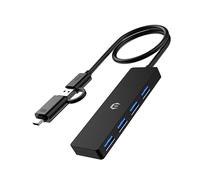 oditton Hub USB, Hub USB 3.0 a 4 porte per una comodità immediata, completo di un hub USB 3.0 a 4 porte che offre una velocità di trasferimento di 5 Gbps e un adattatore da USB a USB C, compatibile