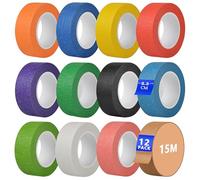 OdiuK 12 Rotolo Crepe Tape Colorato, 15m x 23mm Nastro Adesivo Set Colorato Pittore Tape DIY Nastro Adesivo Pittore Arcobaleno Maschera Tape per Natale Art Murals Regali Imballaggio