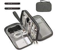 OdiuK Borsa per cavi, borsa universale dei cavi con fascetta, borsa per accessori elettronici da viaggio a doppio strato impermeabile per il cavo di ricarica del telefono Powerbank (grigio)