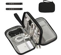 OdiuK Borsa per cavi, borsa universale dei cavi con fascetta, borsa per accessori elettronici da viaggio a doppio strato impermeabile per il cavo di ricarica del telefono Powerbank (nero)