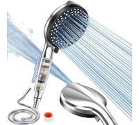 OdiuK - Soffione doccia con filtro, doccetta ad alta pressione, 15 filtrazione, 10 tipi di getto, con tubo da 1,5 m, soffione doccia per la rimozione dal cloro residuo, acqua dura, metallo pesante