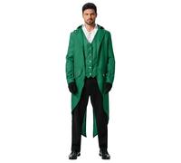 Odizli Abbigliamento medievale uomo frack giacca steampunk cappotto gotico, verde, S
