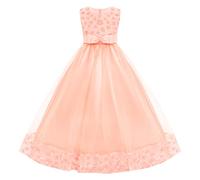 Odizli Abito da ragazza con fiori 3D, senza maniche, per la prima comunione, matrimonio, principessa, compleanno, festa, ballo, Colore: rosa., 3-4 Anni