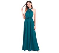 Odizli Abito da sera lungo da donna, sexy, con schiena scoperta, per feste, da ballo, blu/grigio, S