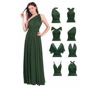 Odizli Abito da sera lungo da donna, sexy, con schiena scoperta, per feste, da ballo, Nero/verde, M