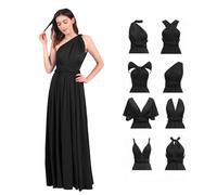 Odizli Abito da sera lungo da donna, sexy, con schiena scoperta, per feste, da ballo, Nero , XS