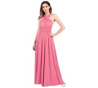 Odizli Abito da sera lungo da donna, sexy, con schiena scoperta, per feste, da ballo, rosa antico, M