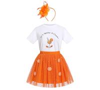 Odizli Aperol Costume da donna It's Spritz O'clock, maglietta a maniche corte + gonna in tulle, gonna con piume e cerchietto per capelli, costume da carnevale, arancione, XL