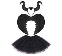 Odizli Costume da Angelo e Diavolo per Ragazza, 2-12 Anni, Strega Nera 3pcs, Halloween