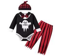 Odizli Costume di Halloween per bambini, neonati, pirati, scheletri, travestimento, costume da pirata, tutina a maniche lunghe, pantaloni + cappello, costume di carnevale, costume per cosplay, colore