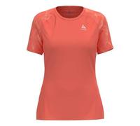 Odlo Donna Essential Print Crew Neck Abbigliamento da Running Camicia da Corsa Living Coral - Arancione S