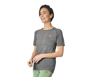 Odlo Donna Maglietta da corsa a maniche corte ESSENTIALS SEAMLESS, Stone Grey Melange, XS