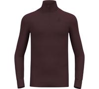 Odlo - Maglia termica - BL Top Turtle Neck LS Half Zip Active Warm Fudge per Uomo - Taglia S - Bordeaux