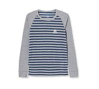 Odlo Maglietta a Maniche Lunghe per Bambini, Active Warm Baselayer, Grigio mélange - Estate Blue - Stripes, 116