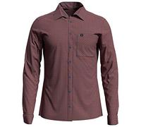 Odlo Nikko Check - Camicia da Uomo a Maniche Lunghe, Uomo, Camicia da Uomo a Maniche Lunghe, 594842, Mandarino Rosso - Blu Cinese - a Quadretti, S