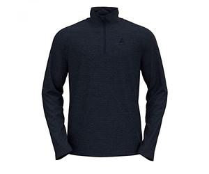 Odlo Uomo Maglietta a maniche lunghe con zip ROY, Dark Sapphire/Black/Stripes, S