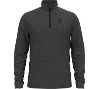 Odlo Uomo Maglietta a maniche lunghe con zip ROY, Shale Grey/Black Stripes, L