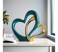 ODMYZG Statua in ceramica a doppio cuore,Elegante cuore per la decorazione,scultura decorativa per la casa,soggiorno,decorazione dell'ufficio,adatta come regalo.