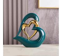 ODMYZG Statua in ceramica a doppio cuore,Elegante cuore per la decorazione,scultura decorativa per la casa,soggiorno,decorazione dell'ufficio,adatta come regalo.
