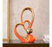 ODMYZG Statua in ceramica a doppio cuore,Elegante cuore per la decorazione,scultura decorativa per la casa,soggiorno,decorazione dell'ufficio,adatta come regalo.