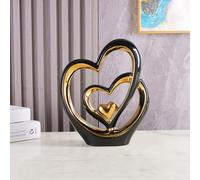 ODMYZG Statua in ceramica a doppio cuore,Elegante cuore per la decorazione,scultura decorativa per la casa,soggiorno,decorazione dell'ufficio,adatta come regalo.