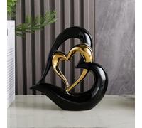 ODMYZG Statua in ceramica a doppio cuore,Elegante cuore per la decorazione,scultura decorativa per la casa,soggiorno,decorazione dell'ufficio,adatta come regalo.