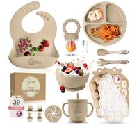 O'doe Set per lo svezzamento del bambino, 15 pezzi, set per la pappa del bambino in silicone con piatto di aspirazione, ciotola, bavaglino, tazza con beccuccio, mangiatoia per frutta, vassoio per