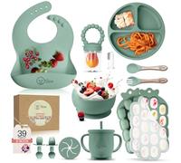 O'doe Set per lo svezzamento del bambino, 15 pezzi, set per la pappa del bambino in silicone con piatto di aspirazione, ciotola, bavaglino, tazza con beccuccio, mangiatoia per frutta, vassoio per