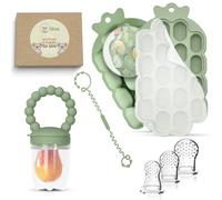 O'doe Stampi in silicone per ghiaccioli e mangiatoia per alimenti per bambini con 1 clip, confezione da 2 vassoi per congelatore con coperchio, 2 stampi per ghiaccioli per latte materno per alleviare